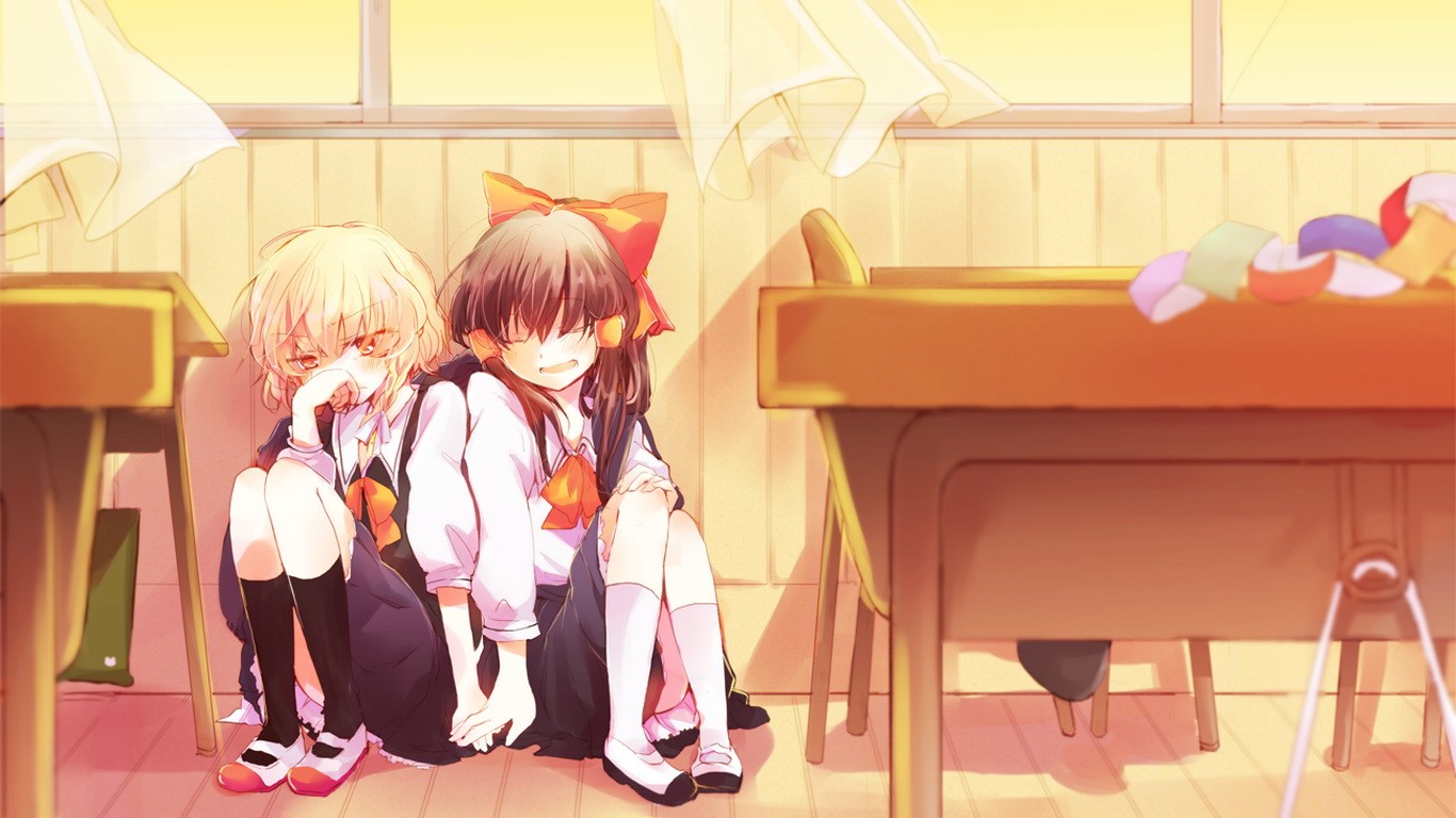Two girls in a classroom