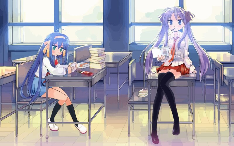 Two girls in a classroom
