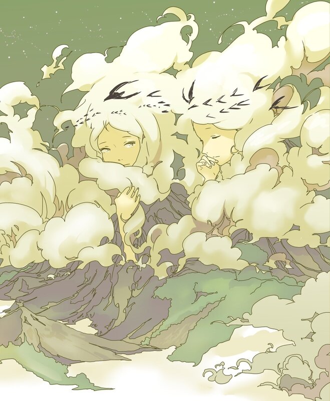 two girls in a cloud