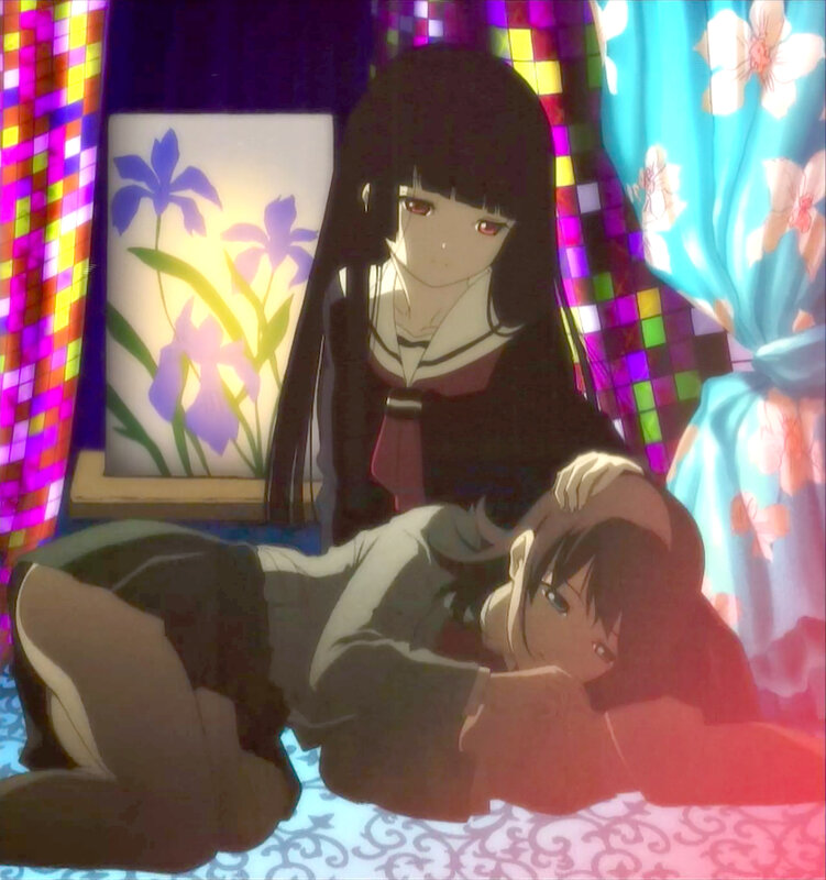 Two girls in a colorful room