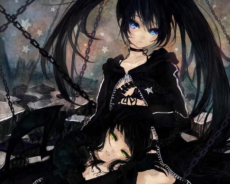 Two girls in a dark fantasy scene
