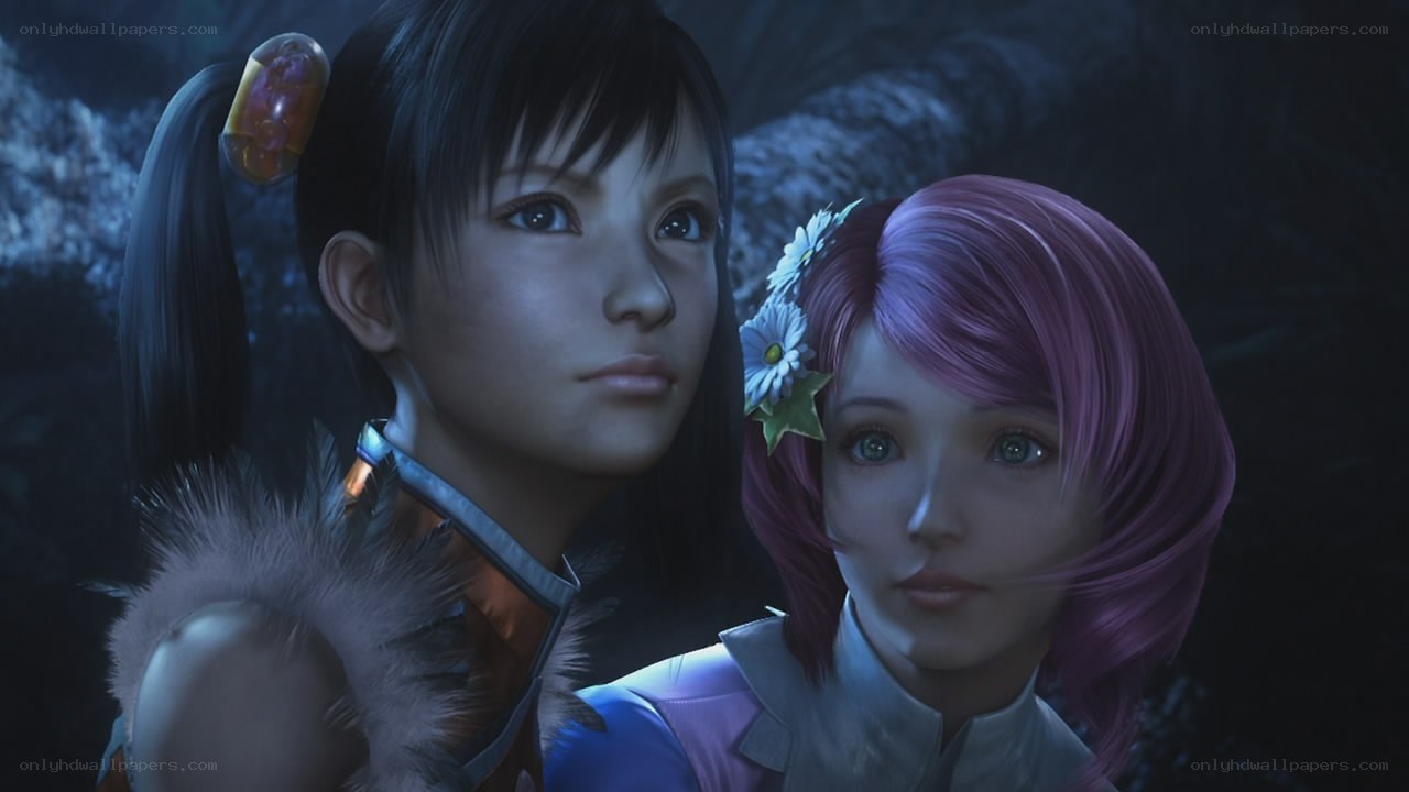 two girls in a dark forest