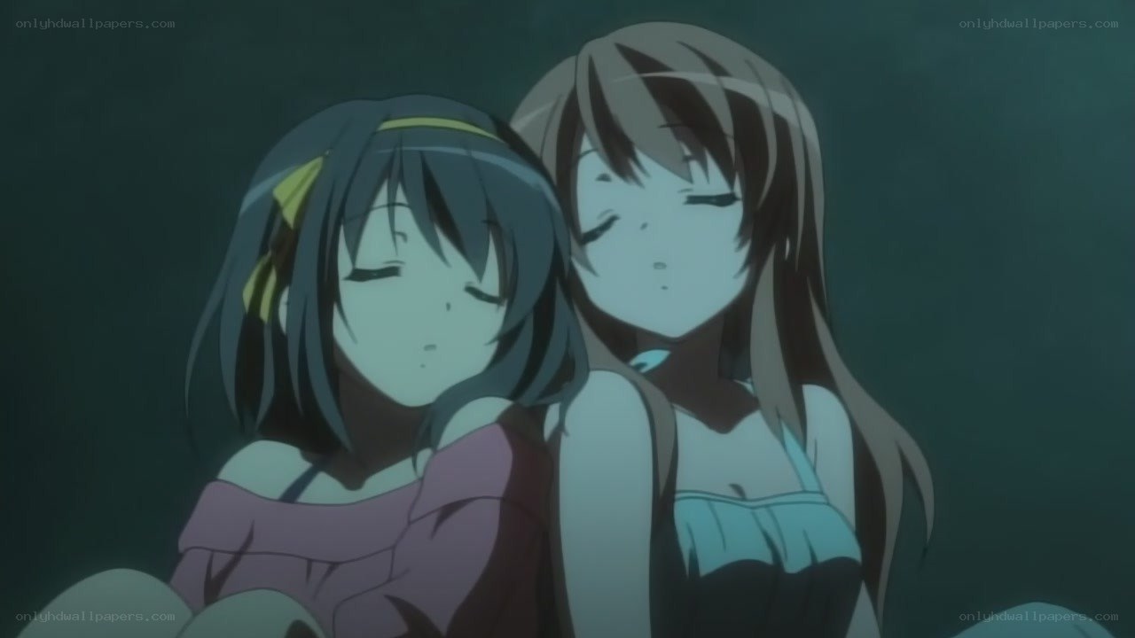 two girls in a dark room