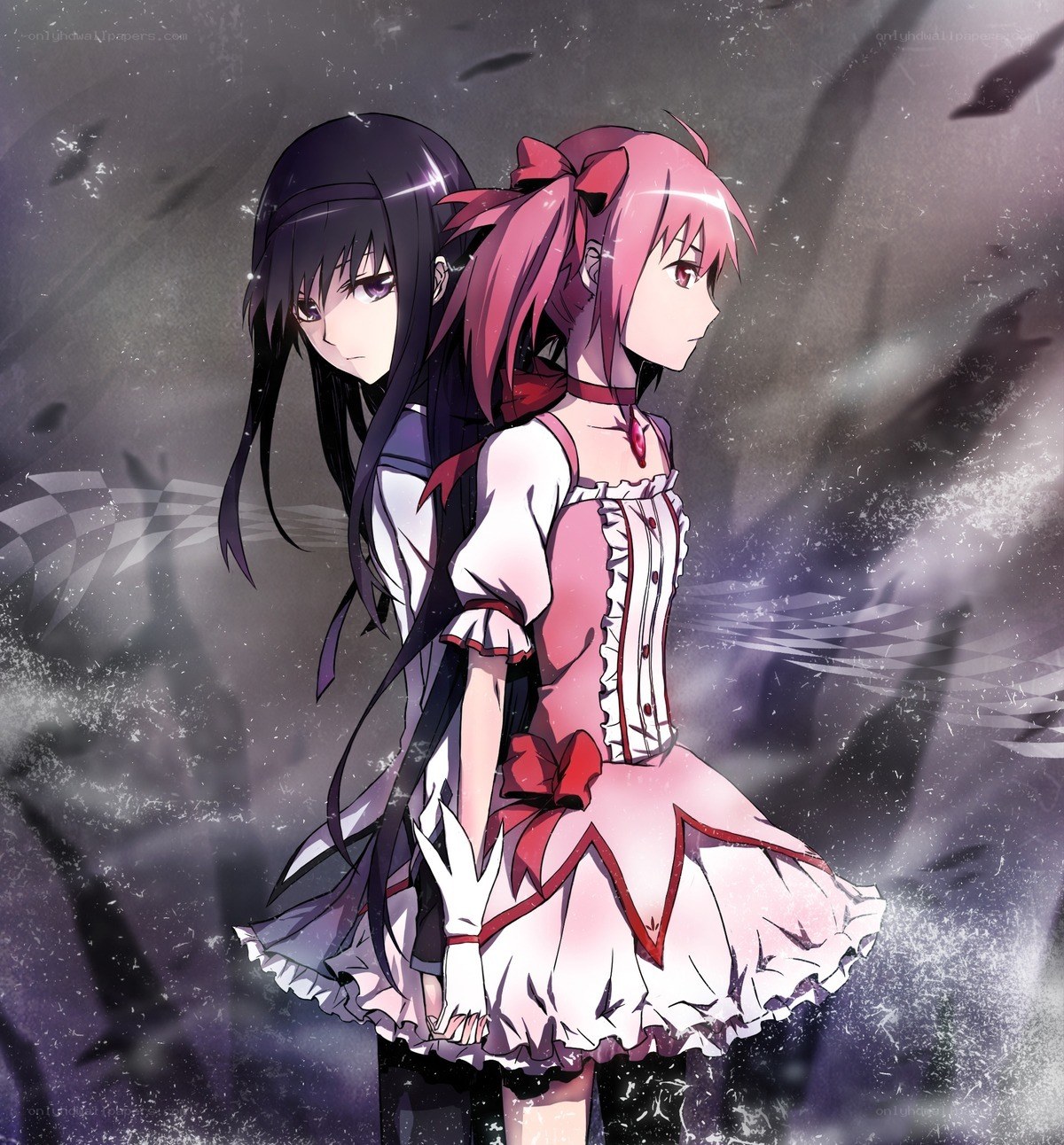 two girls in a dark setting