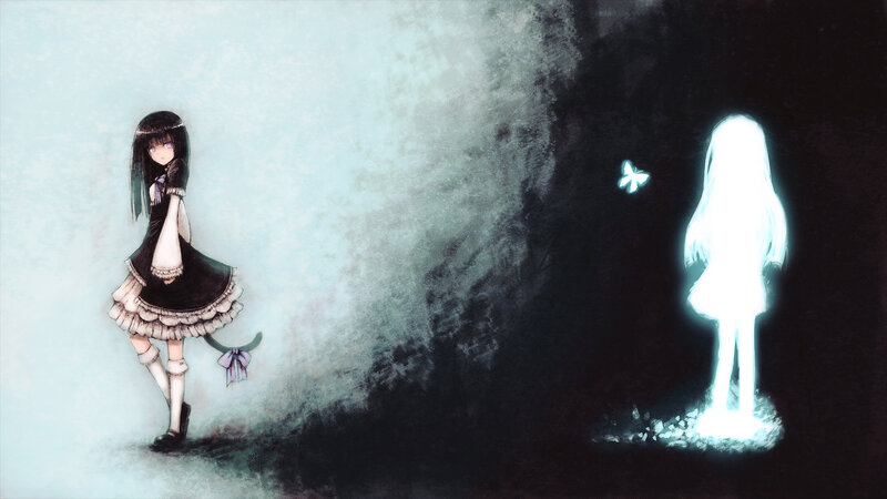 Two Girls in a Dark Space — Black, Mysterious