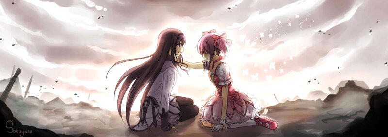 Two girls in a desolate landscape