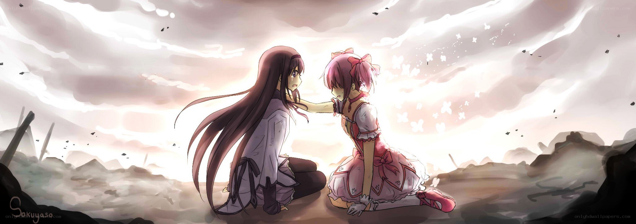 Two girls in a desolate landscape