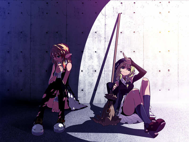 Two girls in a dim alley