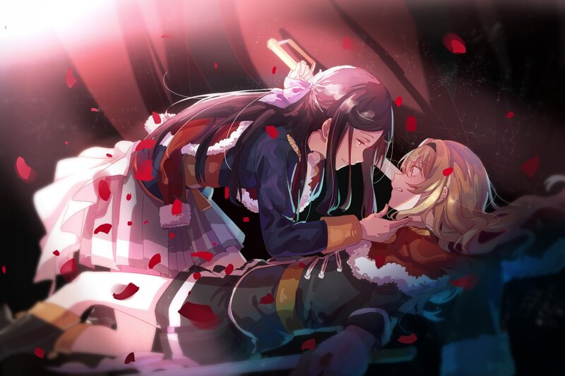 Two Girls in a Dramatic Scene — Red, Anime