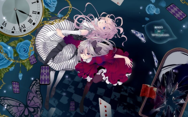 Two Girls in a Dreamlike Scene — Dark Blue