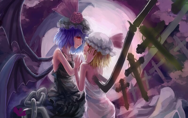 Two girls in a dreamlike scene
