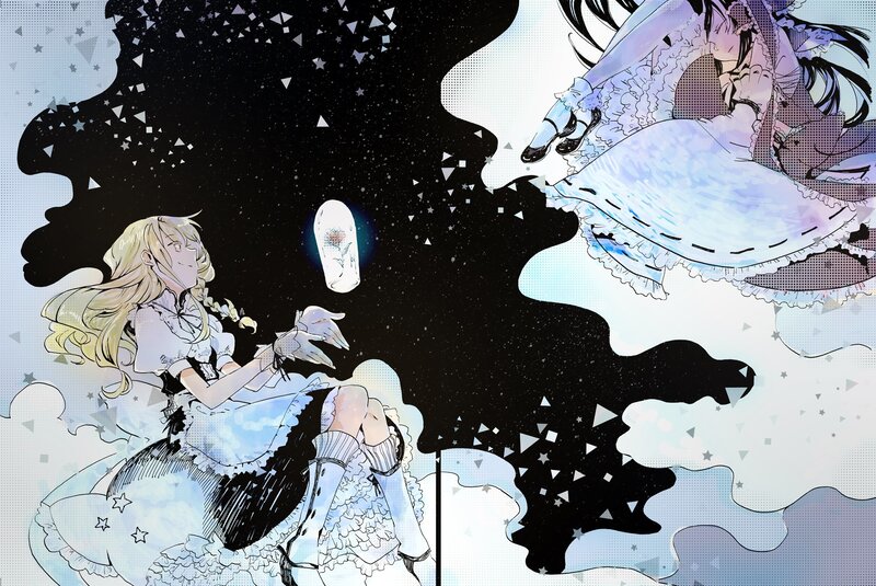 two girls in a dreamlike space