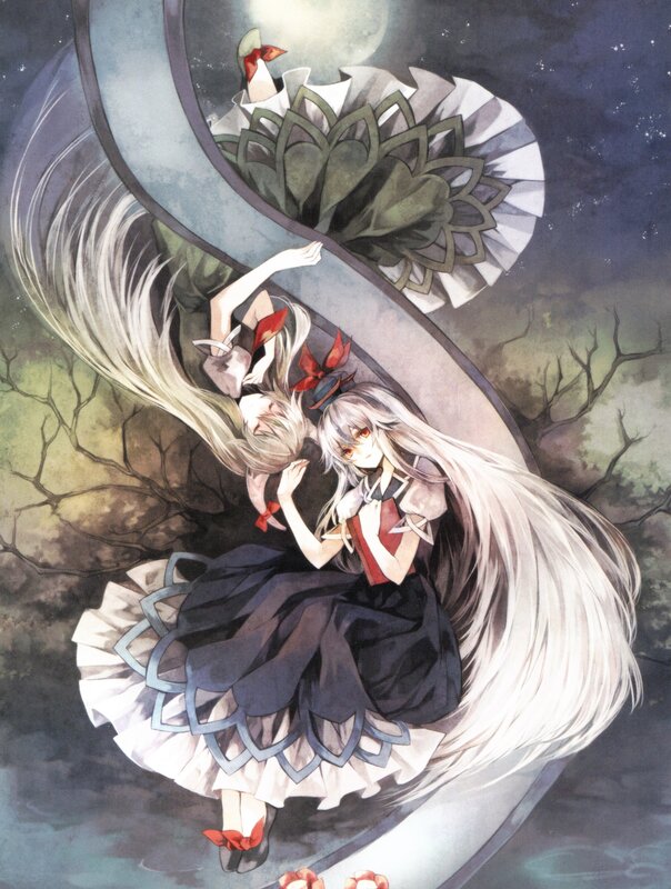 Two girls in a dreamlike spiral