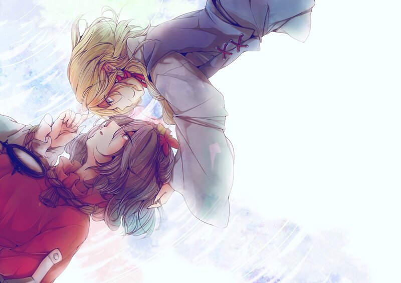 Two girls in a dreamy embrace