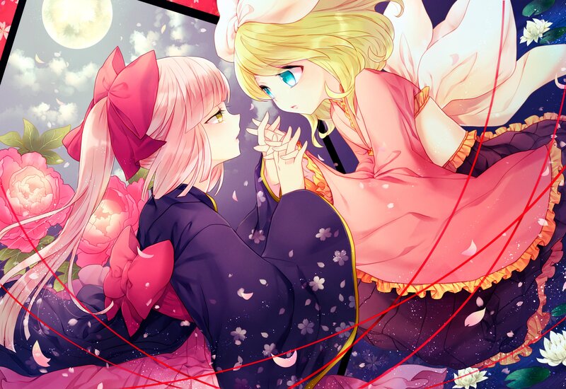Two girls in a dreamy garden