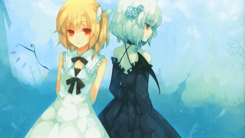 two girls in a dreamy landscape