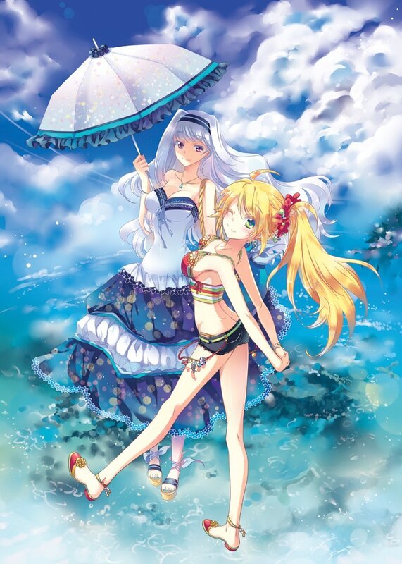 Two girls in a dreamy sky