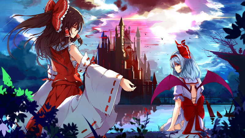 Two Girls in a Fantasy Landscape — Blue, Dramatic