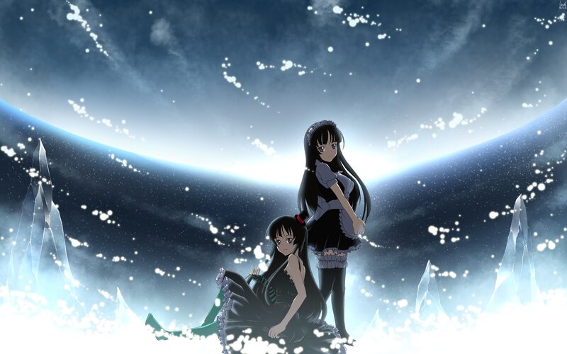 Two Girls in a Fantasy Landscape — Blue