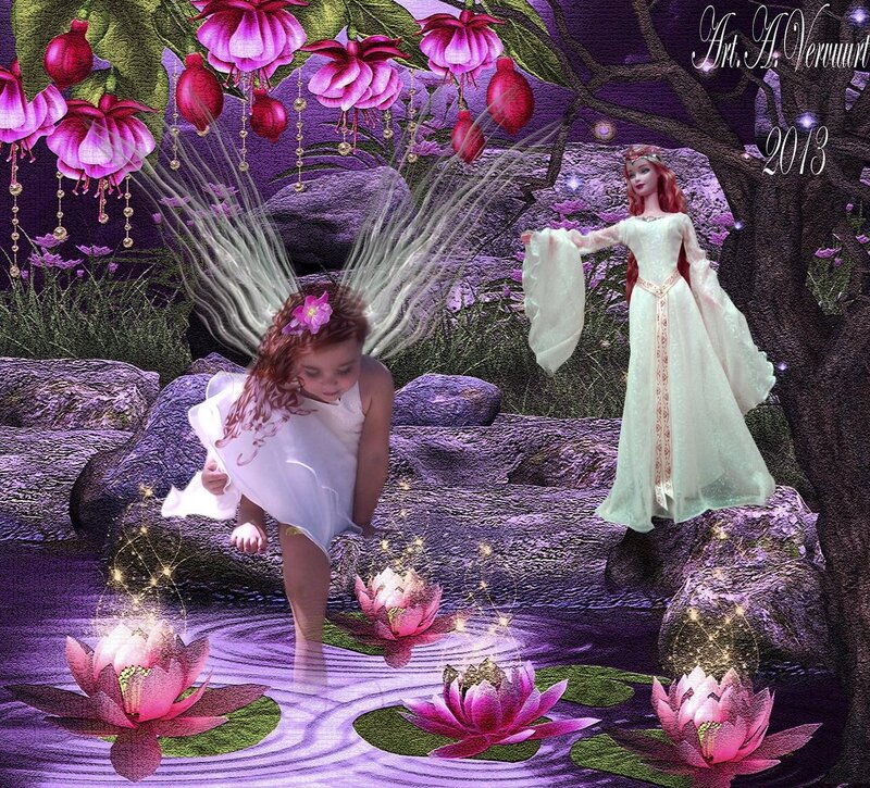 Two Girls in a Fantasy Scene — Purple