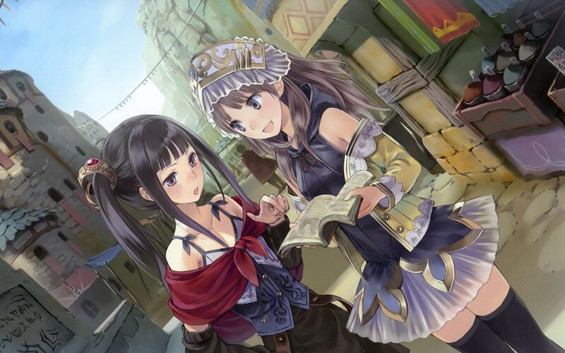two girls in a fantasy town