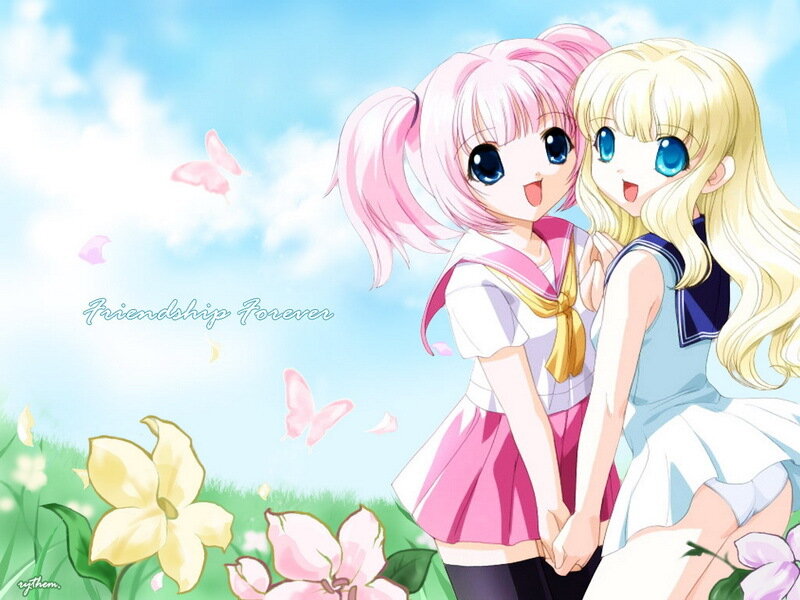 Two girls in a field
