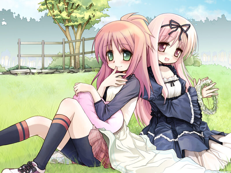Two girls in a field