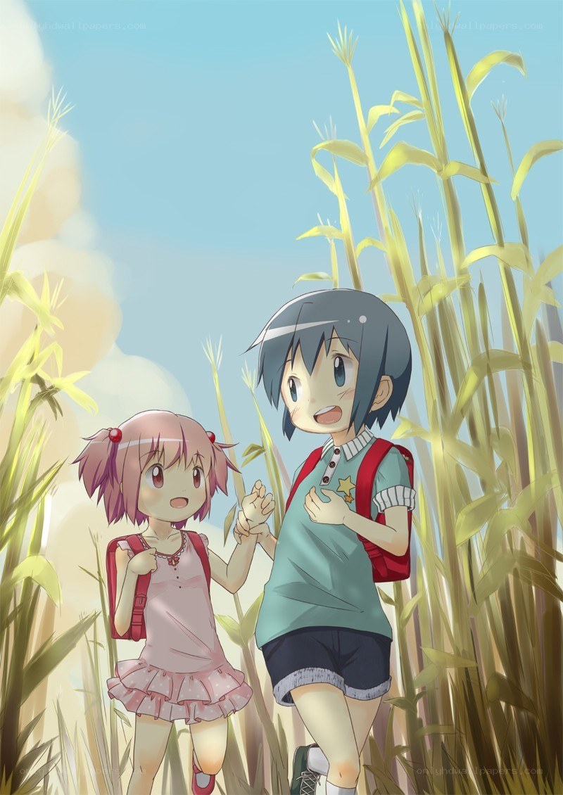 Two girls in a field