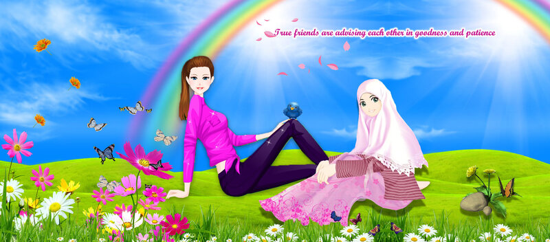 Two Girls in a Field — Blue, Serene, Afternoon, Digital Art