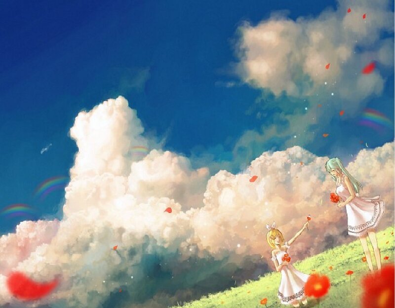 Two Girls in a Field — Blue, Serene