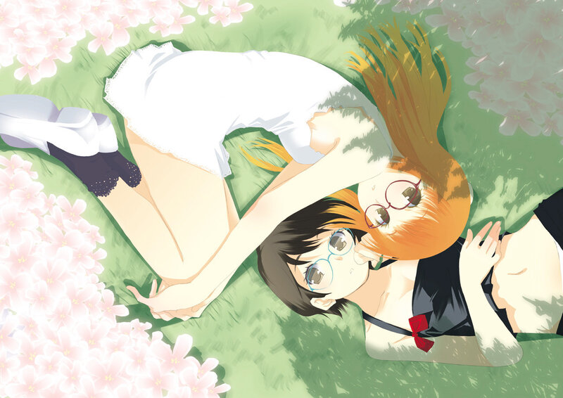 Two girls in a field of flowers
