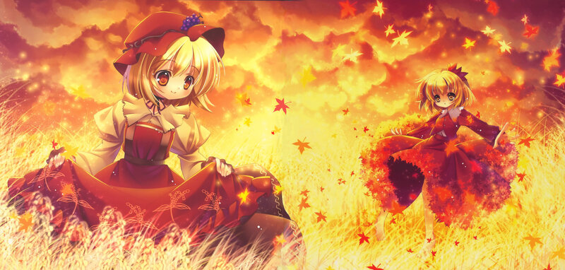 Two Girls in a Field — Orange, Dramatic