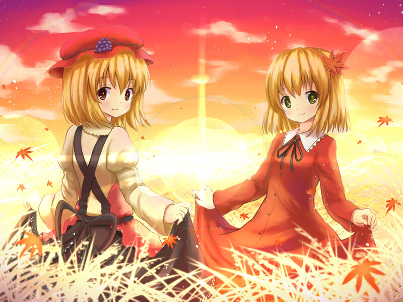 Two Girls in a Field — Orange, Serene