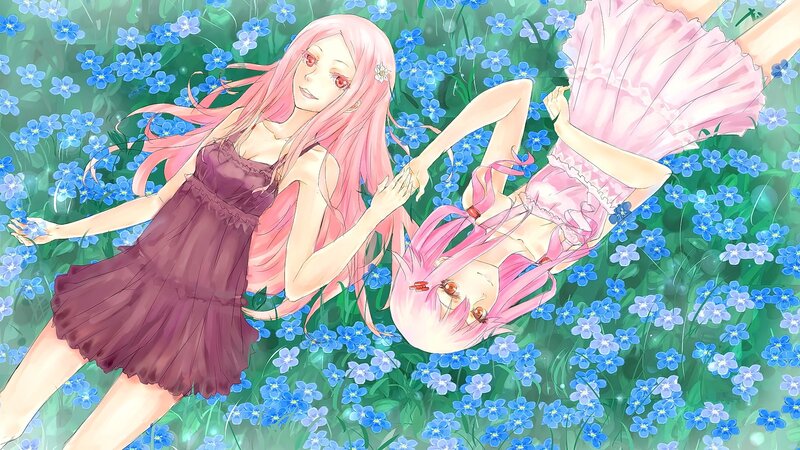 Two Girls in a Field — Pink, Serene