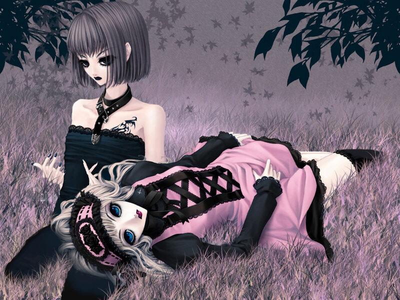 Two Girls in a Field — Purple, Melancholic