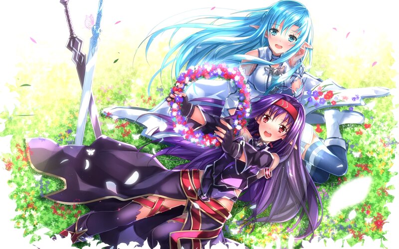 Two Girls in a Field — Purple, Peaceful, Spring