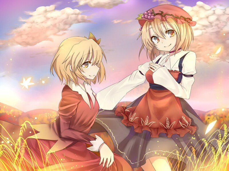 Two Girls in a Field — Purple, Serene