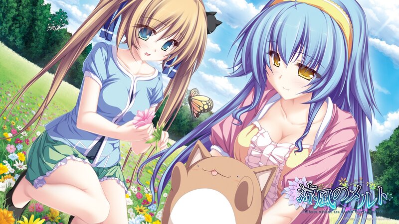 Two girls in a flower field