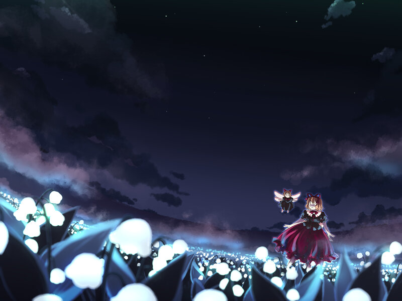 Two Girls in a Flower Field — Purple