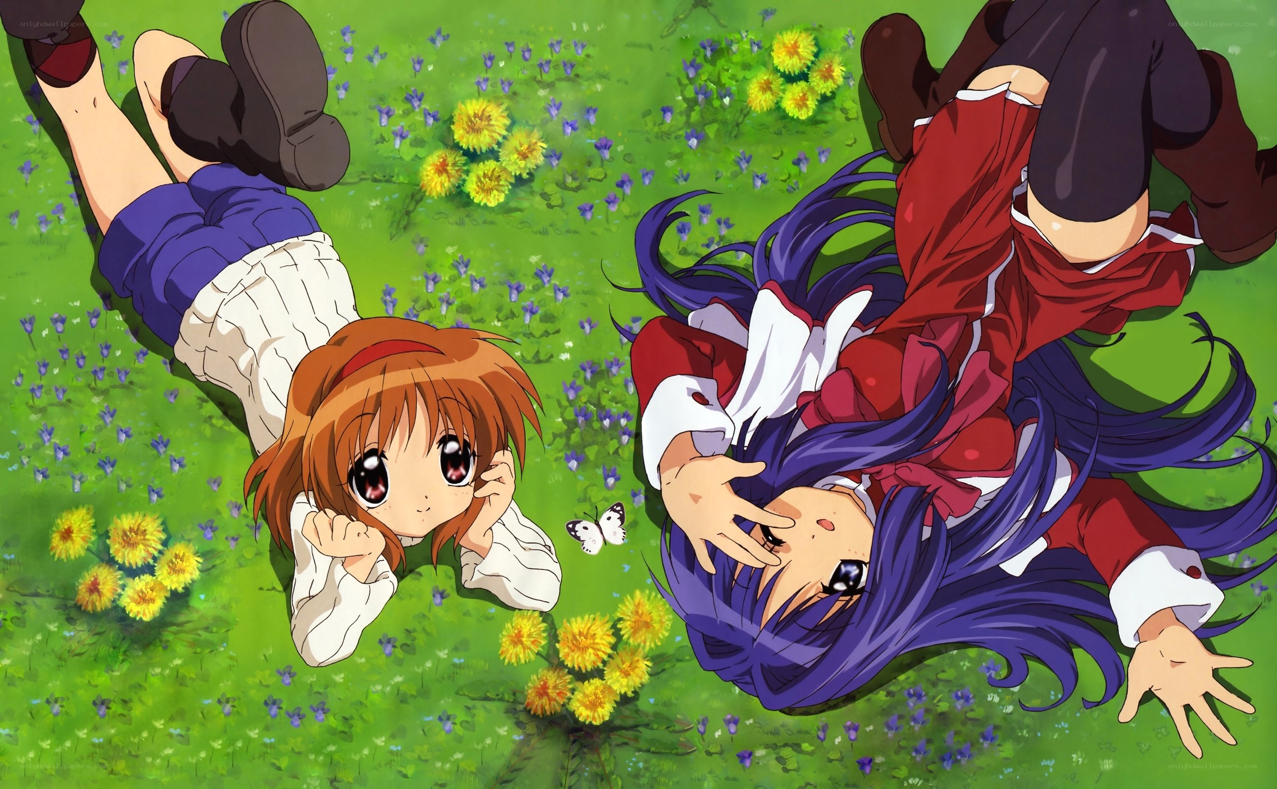 Two girls in a flower field