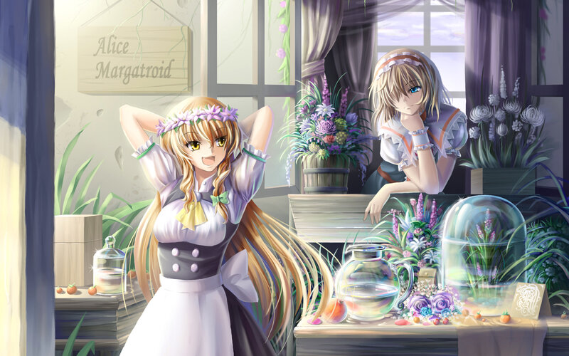 Two girls in a flower shop