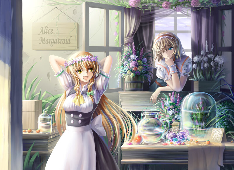 Two girls in a flower shop