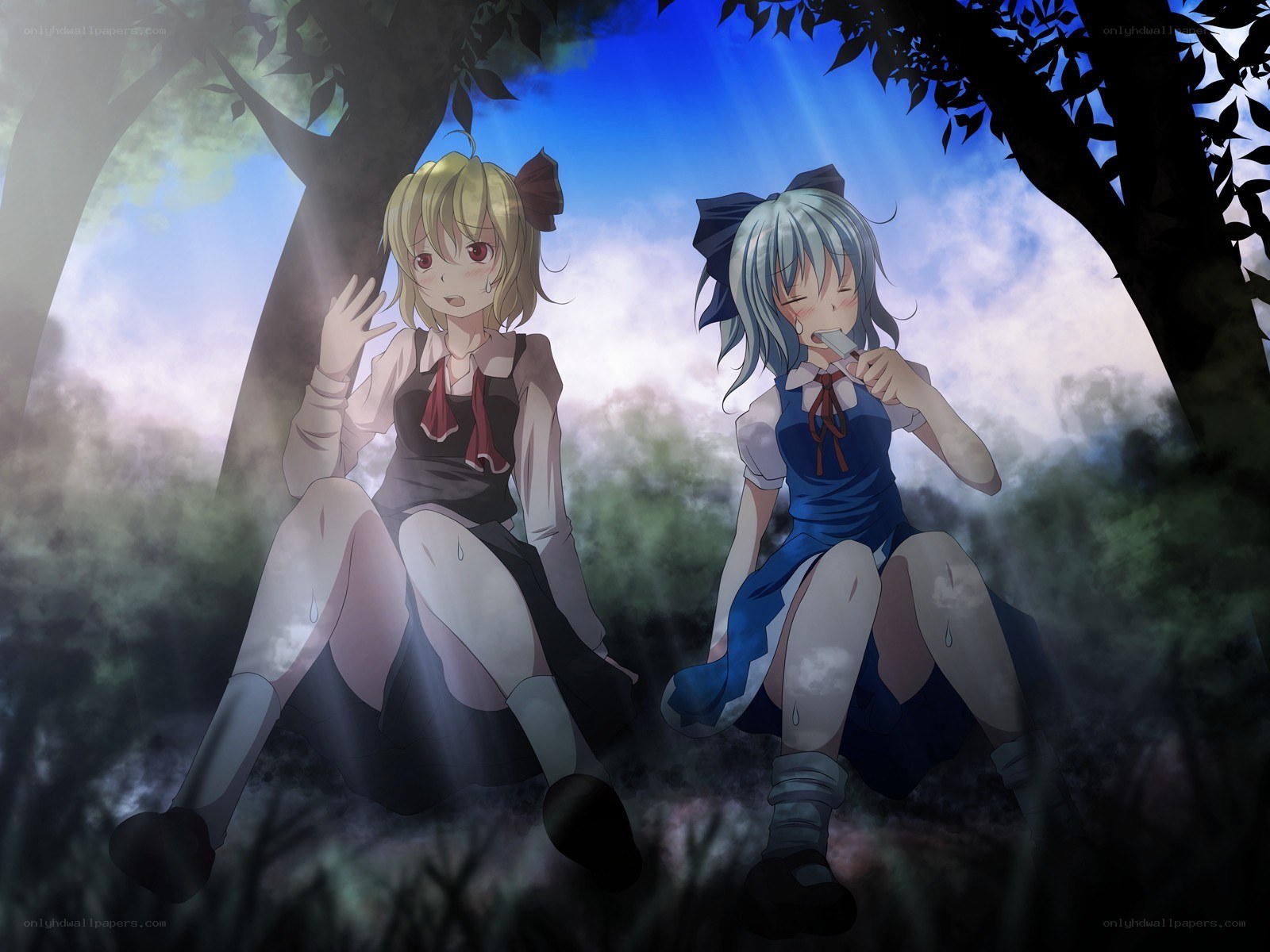 Two girls in a forest