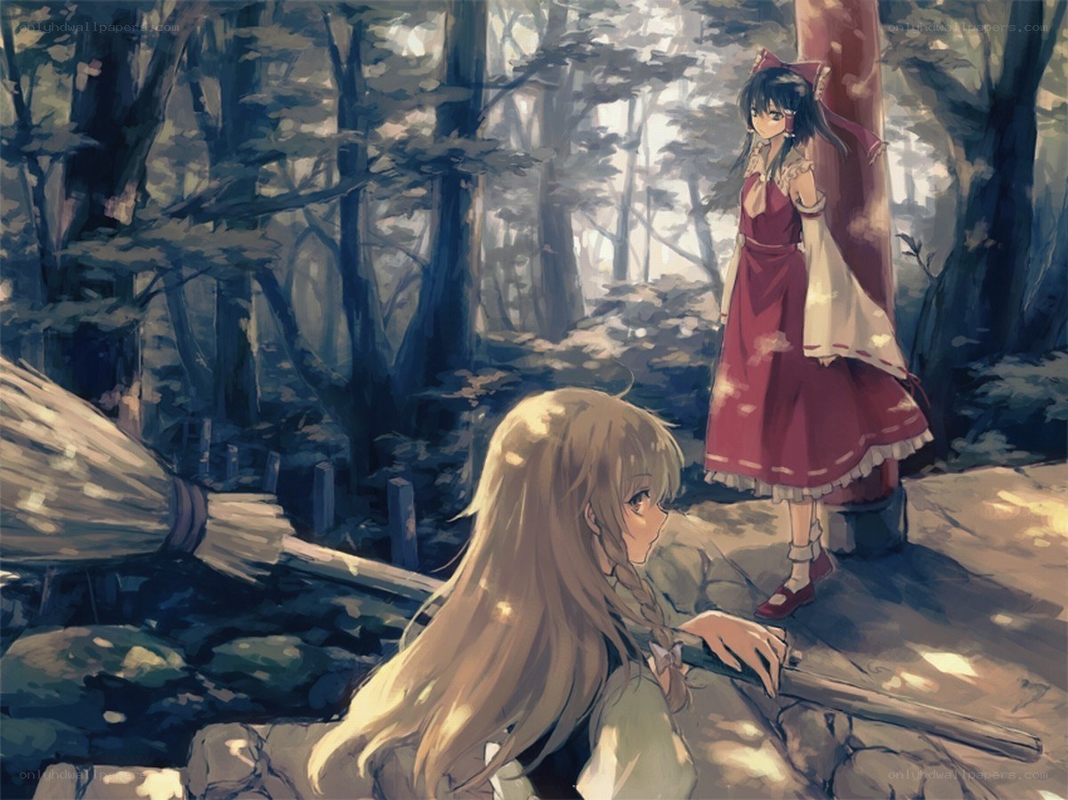 Two girls in a forest