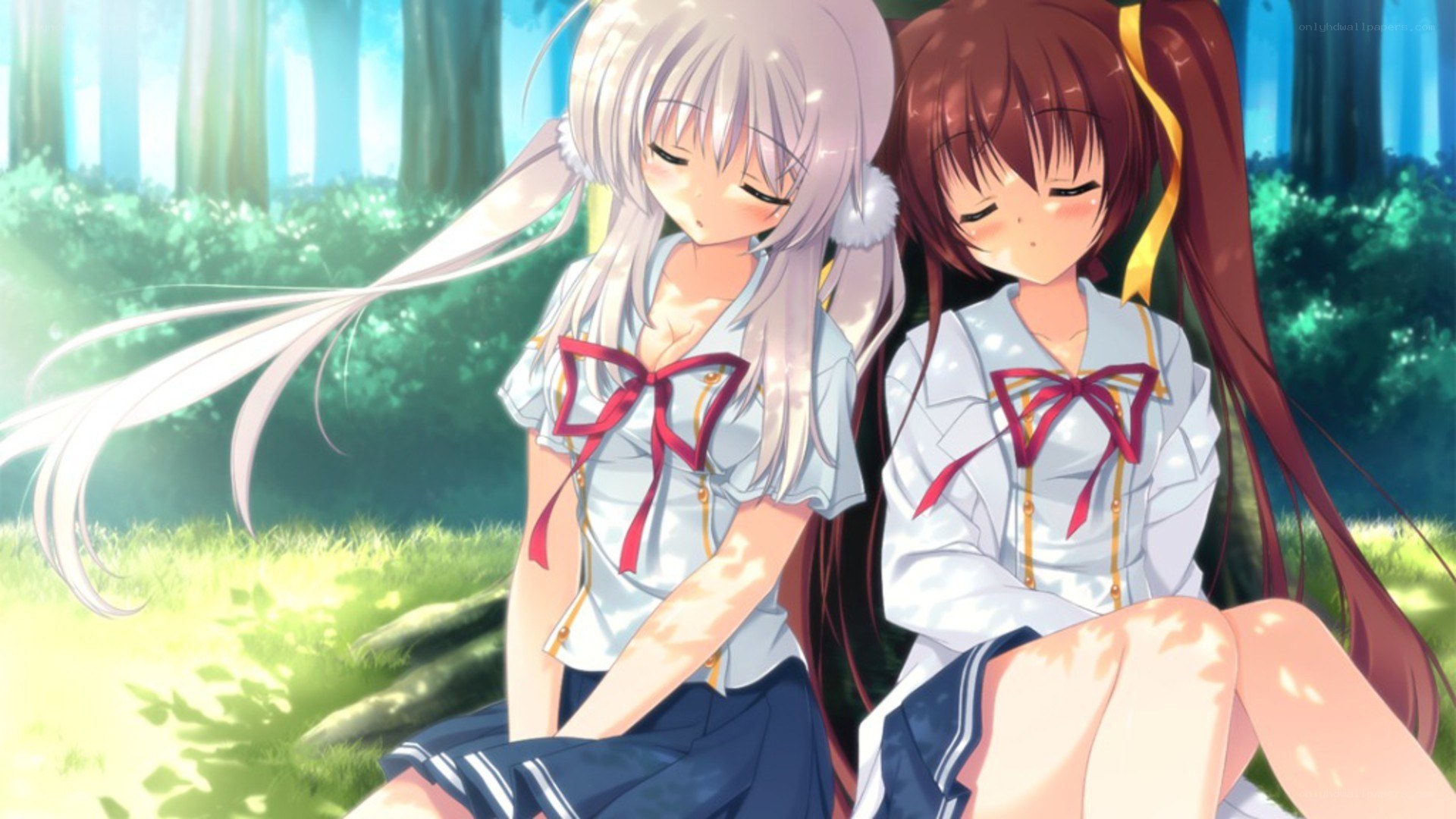 Two girls in a forest