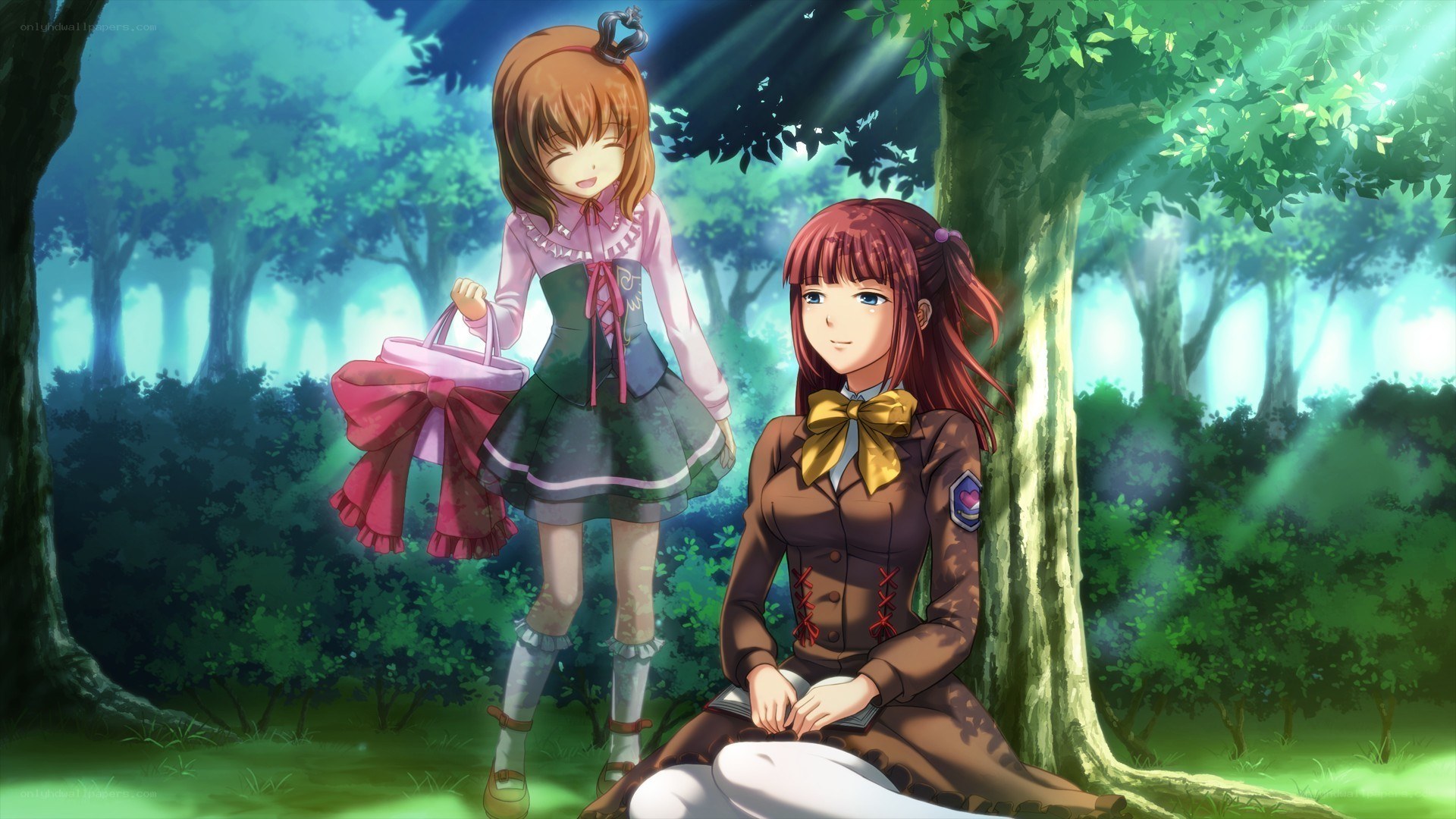 Two girls in a forest