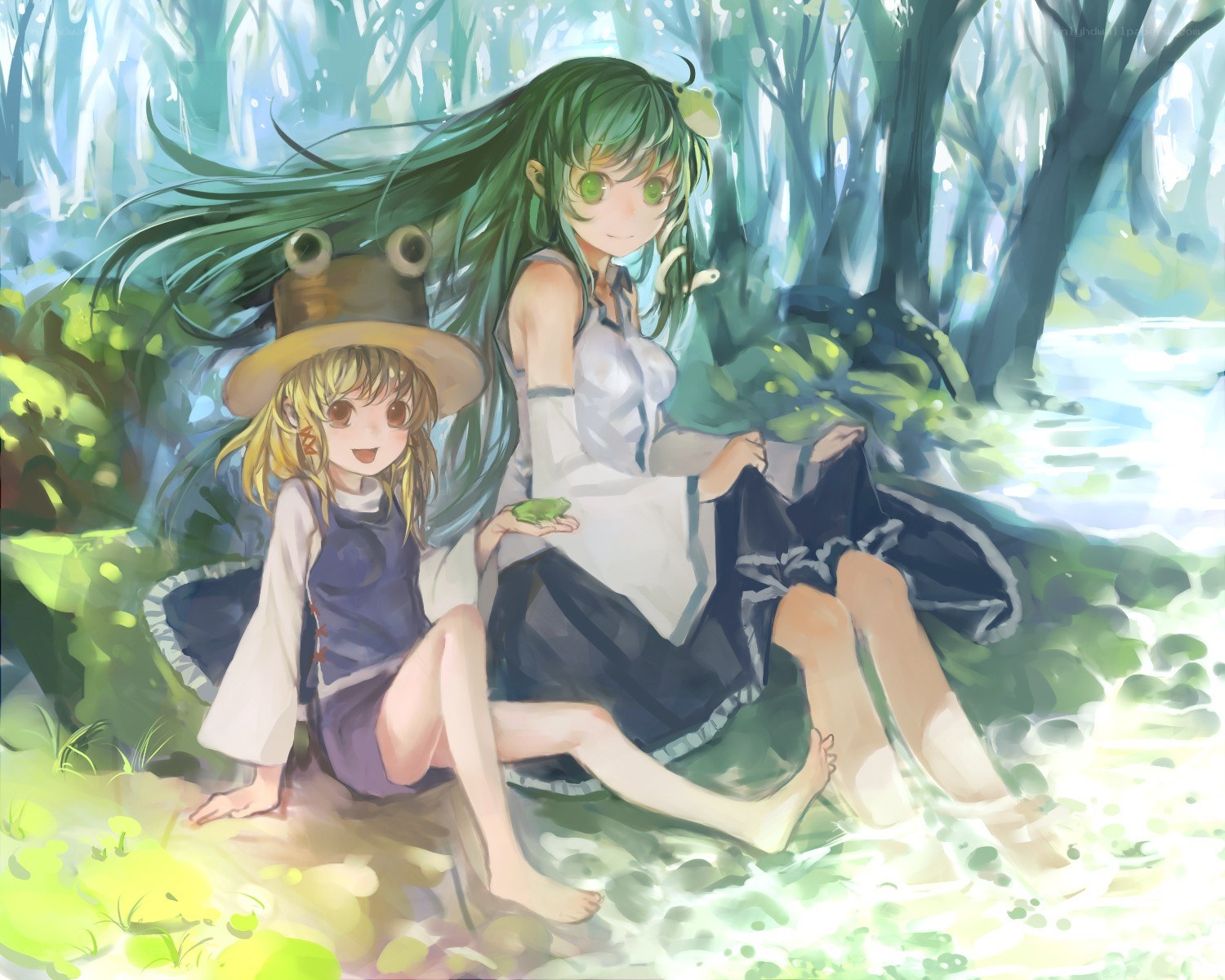 Two girls in a forest