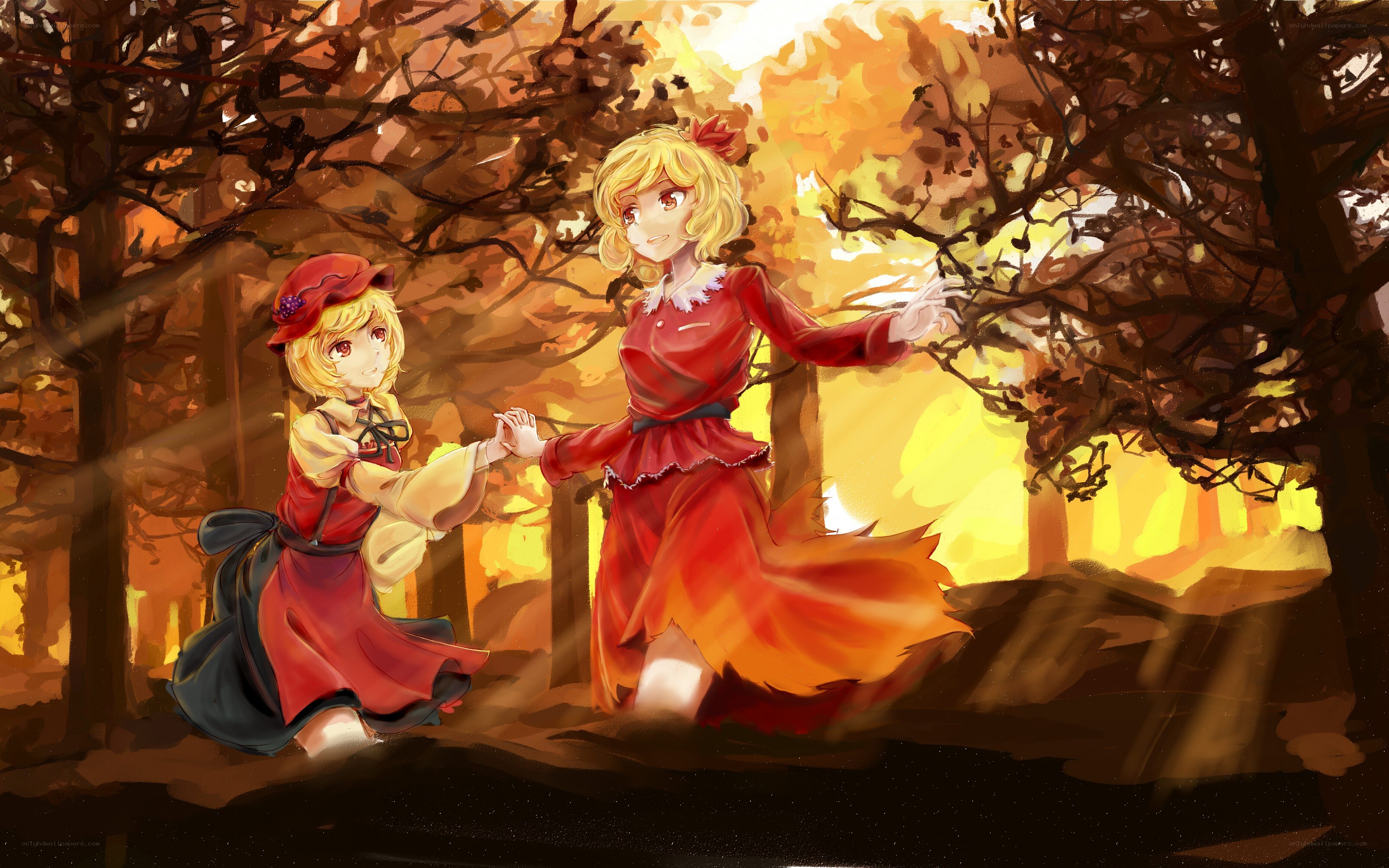 Two girls in a forest