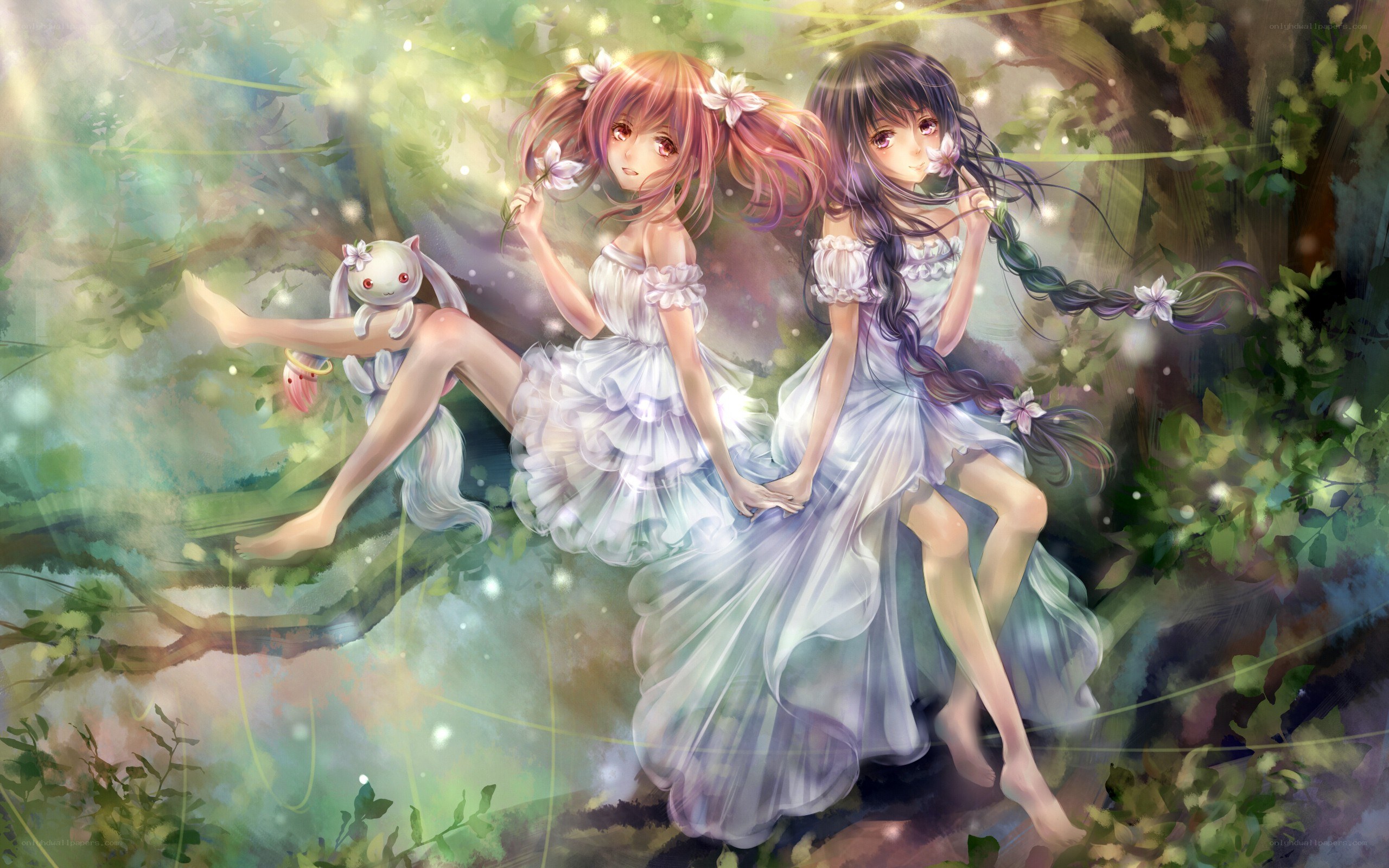 Two girls in a forest