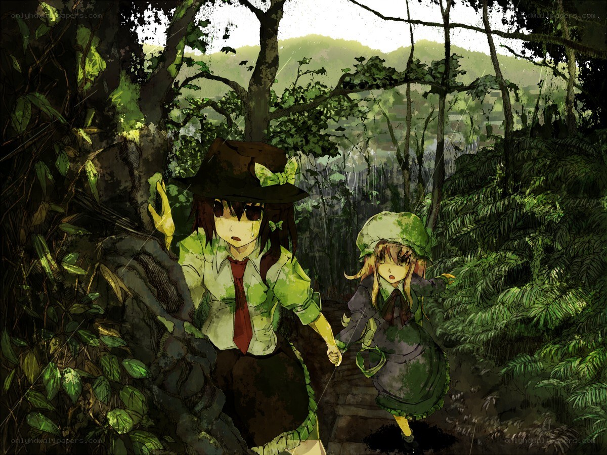 Two girls in a forest